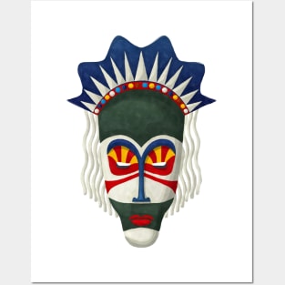 Watercolor tribal mask Posters and Art